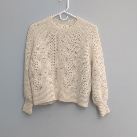 Sezane Cream Crew Neck Sweater with Chunky Knit - Picture 1 of 4